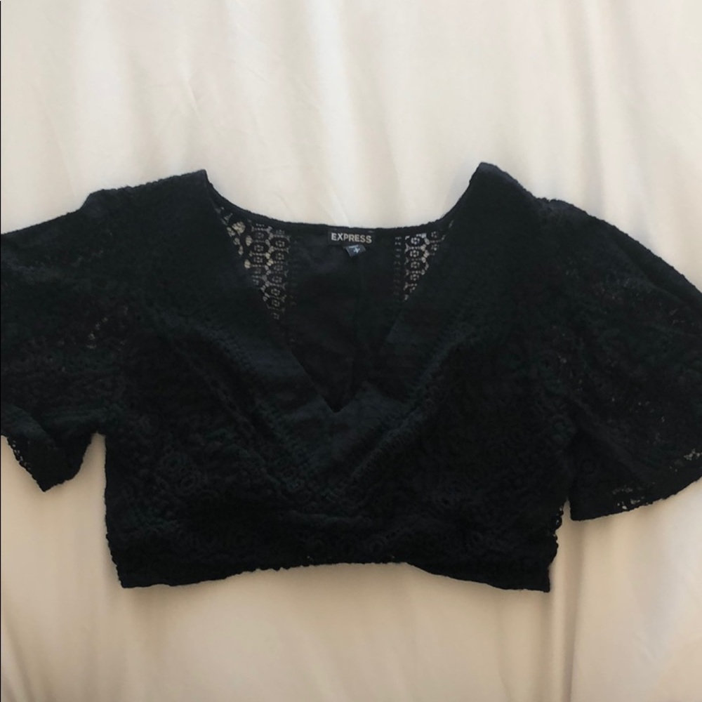 Express black lace crop top